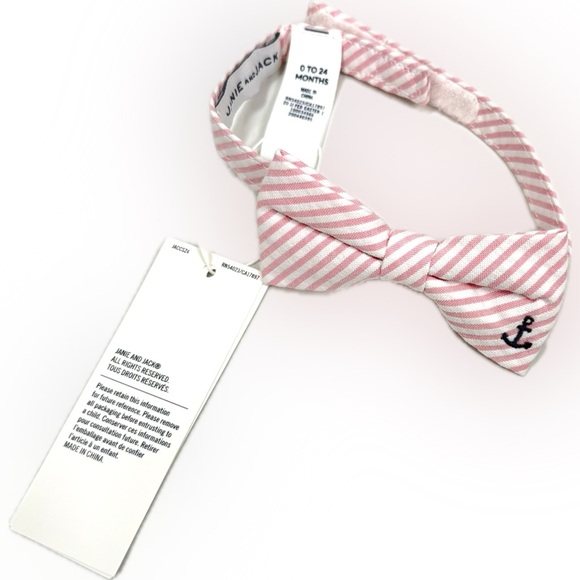 Janie and Jack Pink Striped Bow Tie-New - Picture 2 of 3